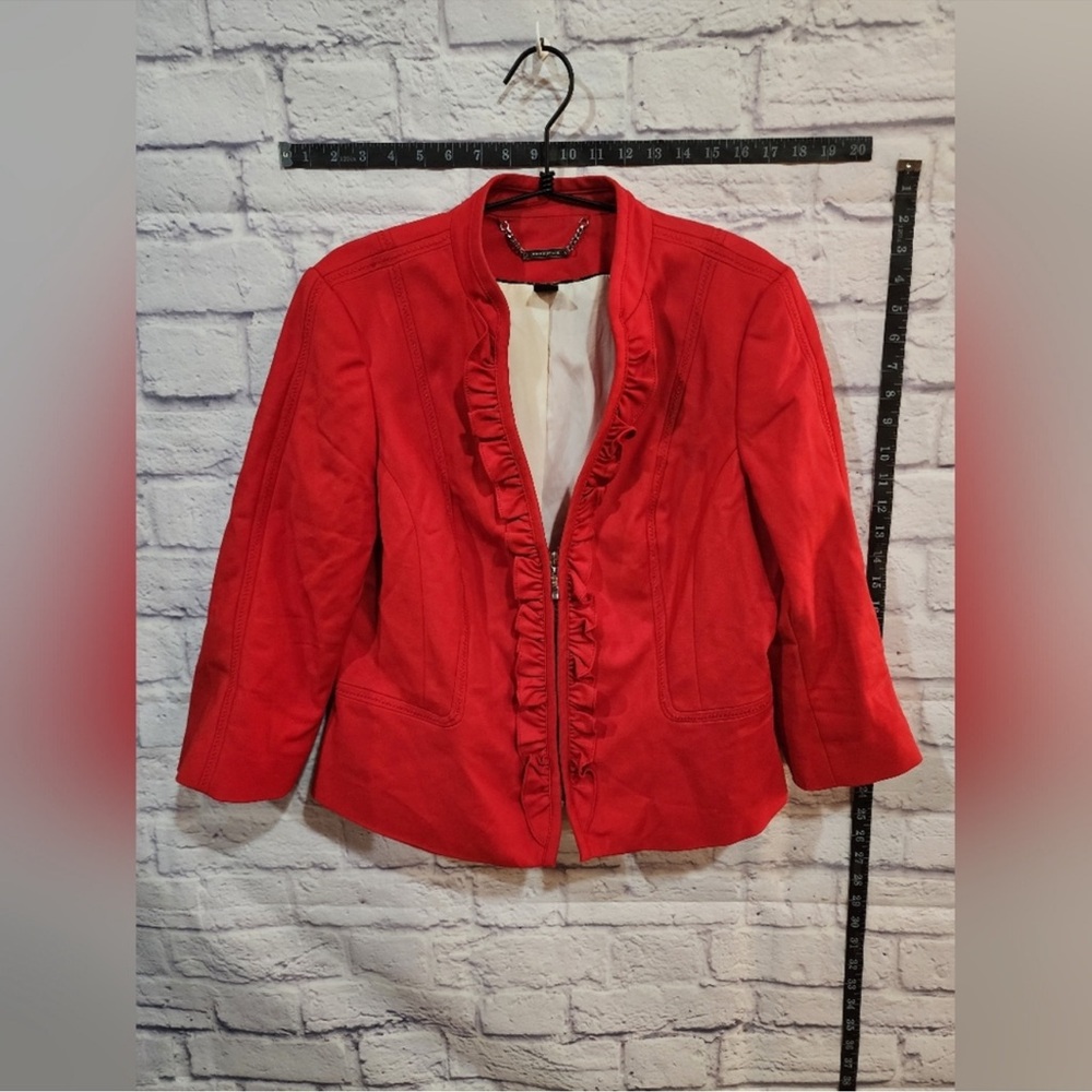 WHBM Red Ruffled Blazer